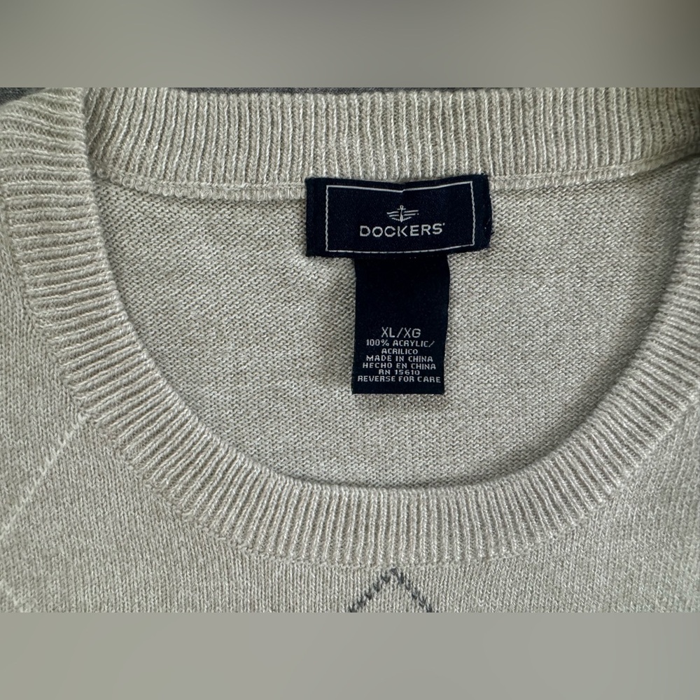 Dockers beige pullover crewneck long sleeve sweater men’s XL - Picture 2 of 4